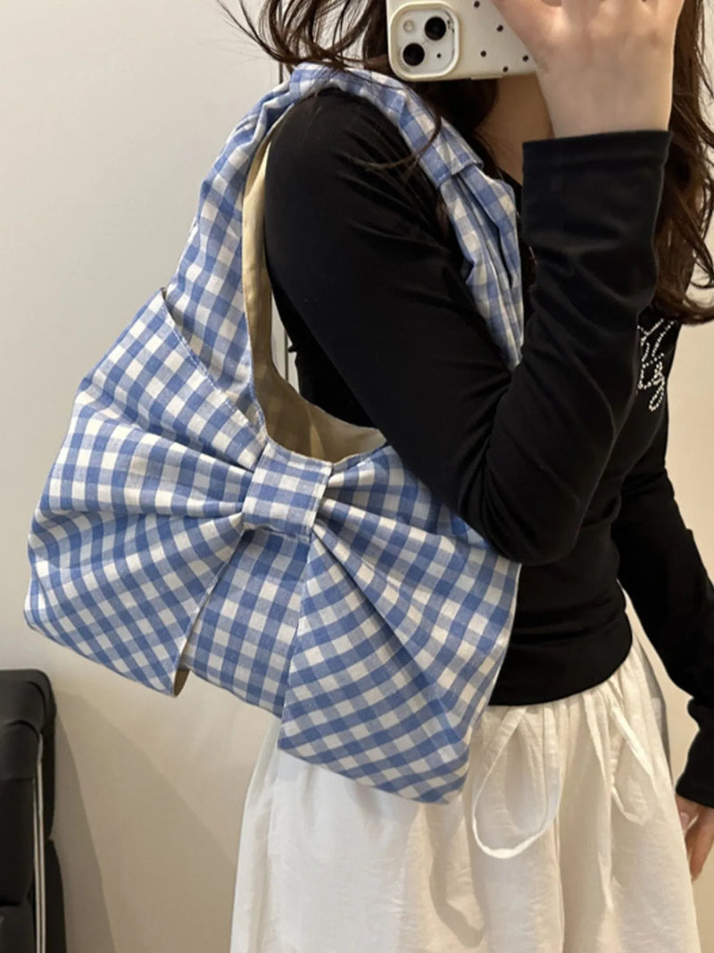 Ruched Bow Shoulder Bag-zoom-
