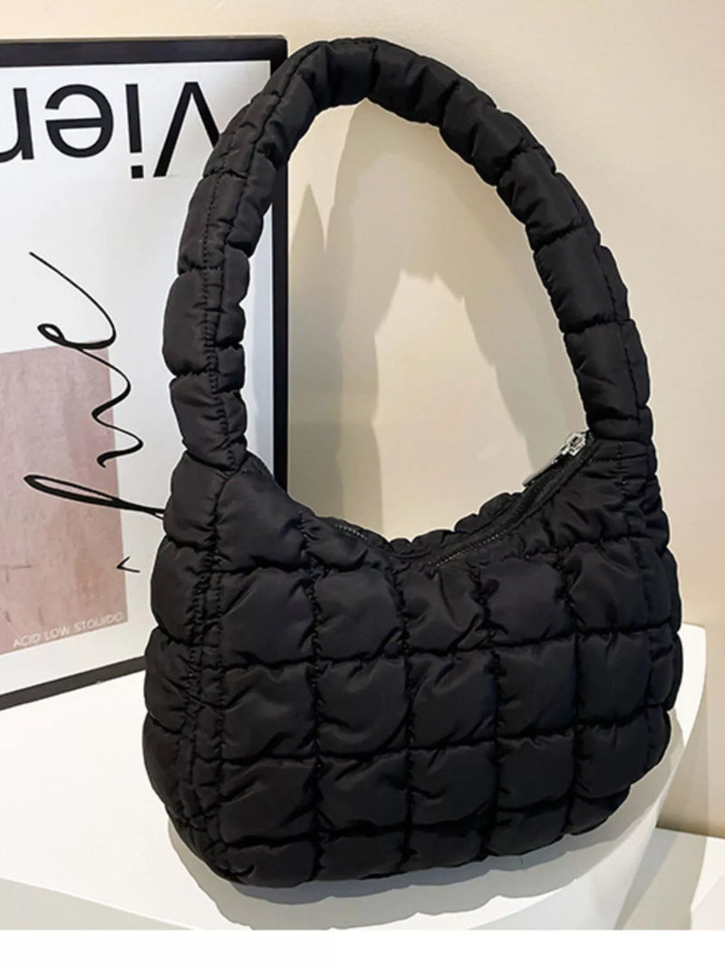 Quilted Ruched Shoulder Bag-zoom-