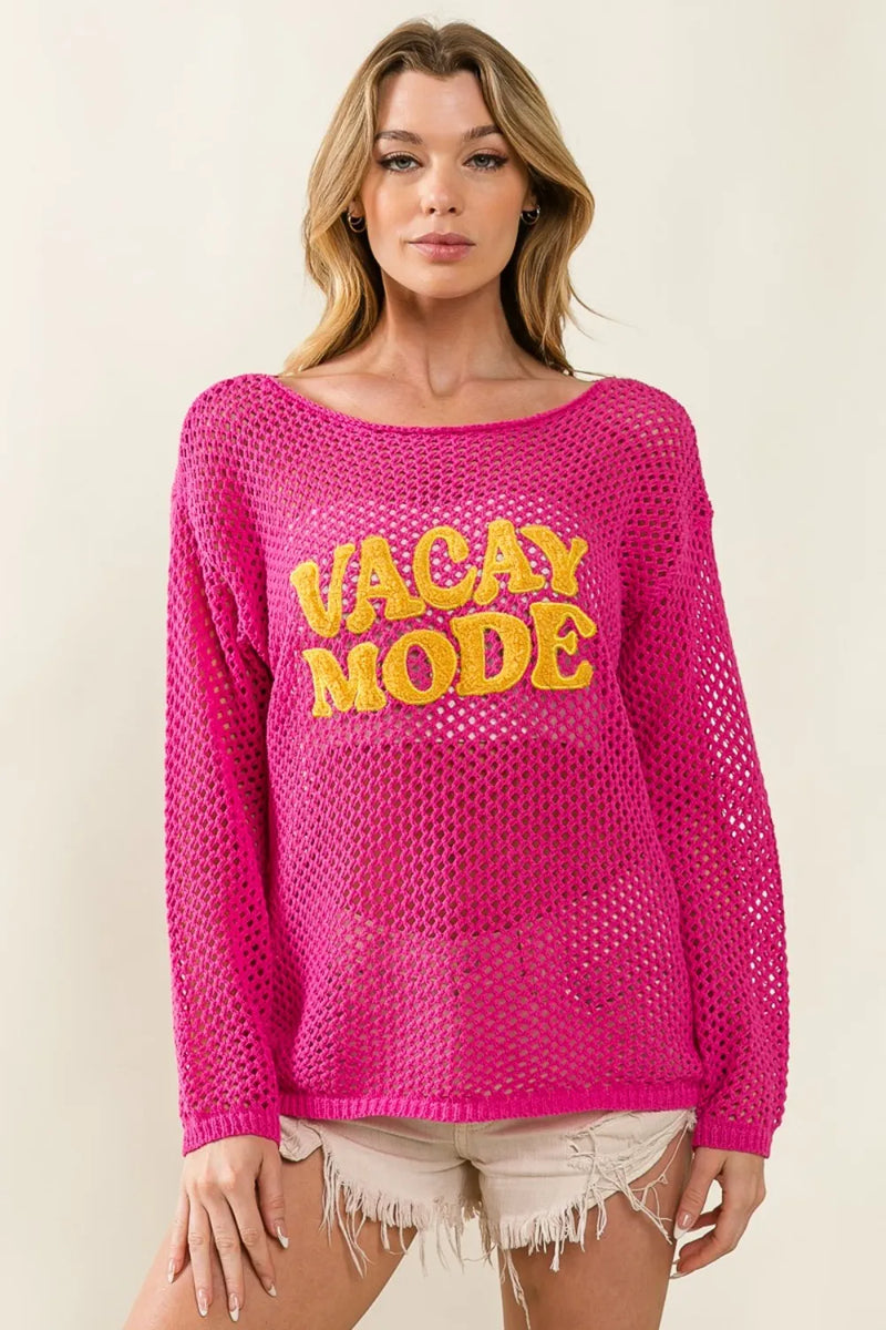 BiBi VACAY MODE Embroidered Knit Cover Up-zoom-