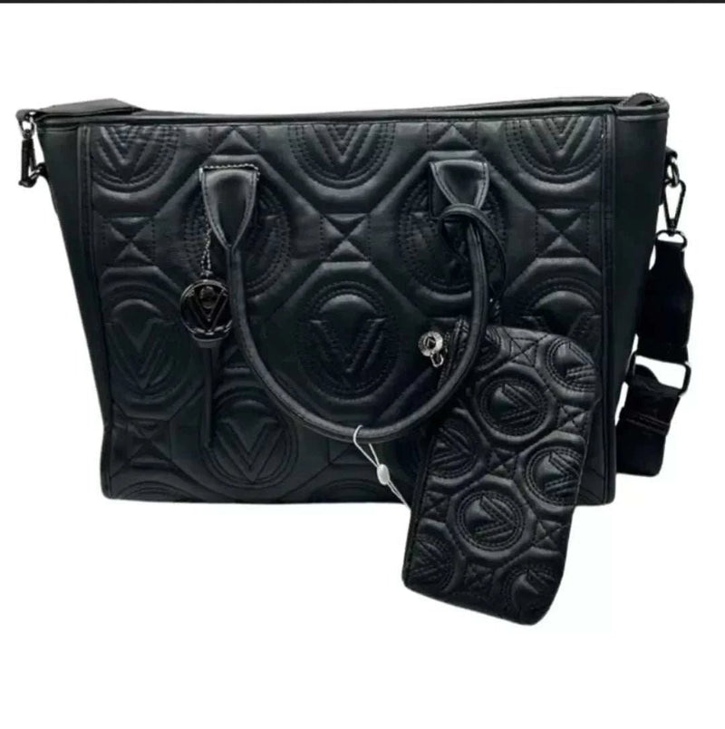 Extra Large Black Quilted Tote Bag-zoom-