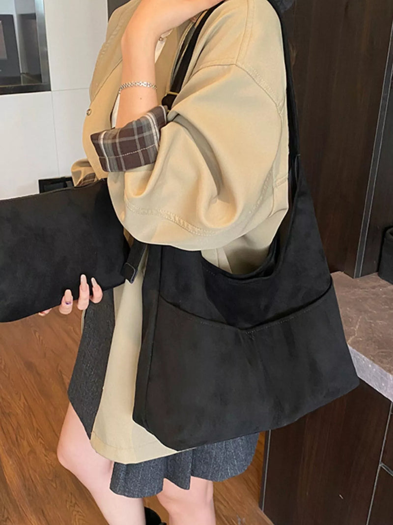 Minimalist Suede Shoulder Bag-zoom-