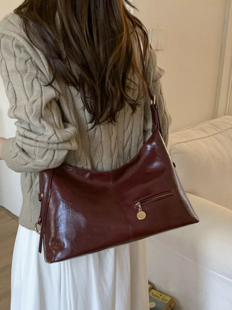 Leather Hobo Shoulder Bag-zoom-