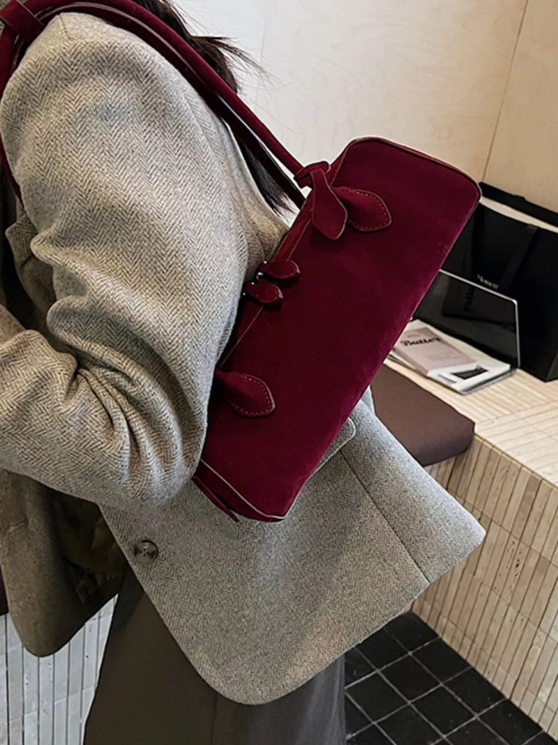 Solid Color Shoulder Bag-zoom-