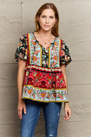 Switch Bohemian Tie-Neck Flutter Sleeve Blouse 1 image