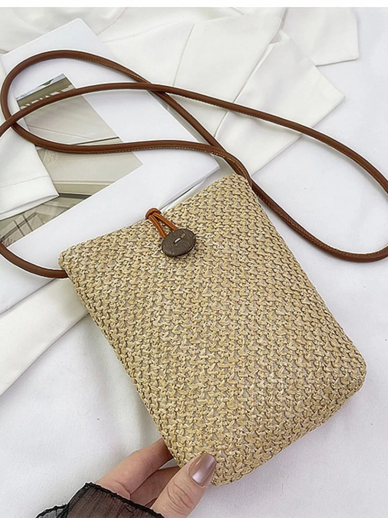 Straw Woven Crossbody Bag-zoom-