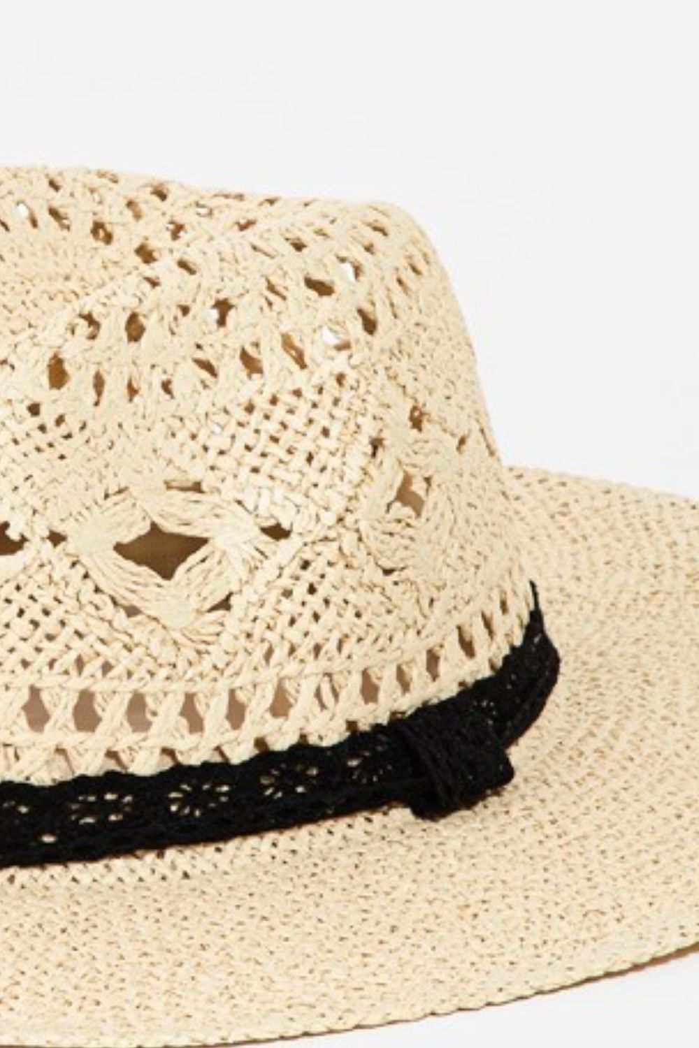 Fame Openwork Lace Detail Wide Brim Hat - Primrose Signature Boutique