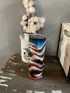 Farm Life Crafting 3D American FlagTumbler - Primrose Signature Boutique