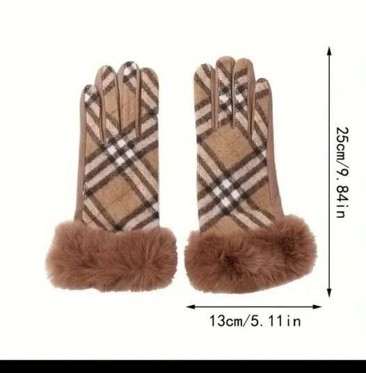 Faux fur lined Checked Gloves - Primrose Signature Boutique