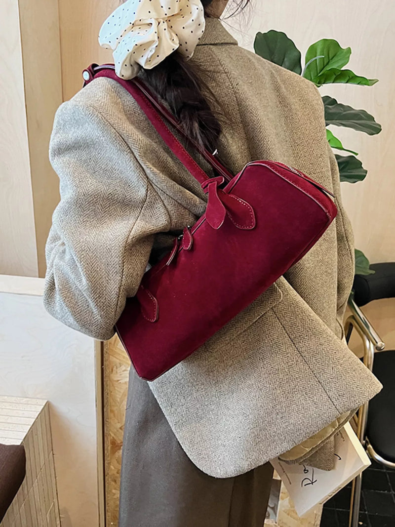 Solid Color Shoulder Bag-zoom-