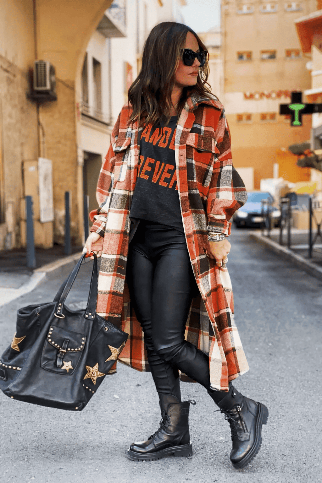 Flannel Shacket Jacket Maxi Length - Primrose Signature Boutique