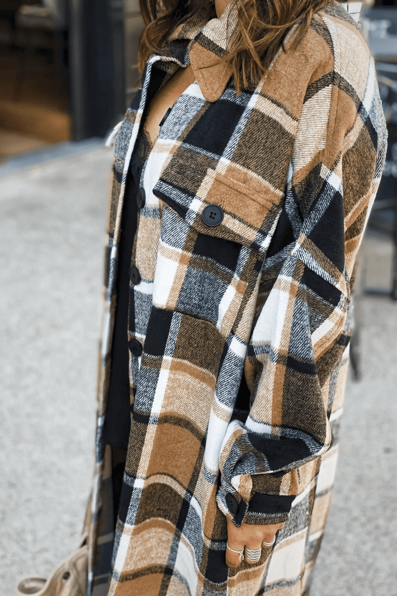Flannel Shacket Jacket Maxi Length-zoom-