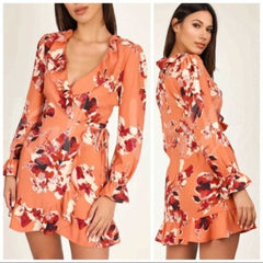 Floral Ruffle Wrap Dress - Primrose Signature Boutique
