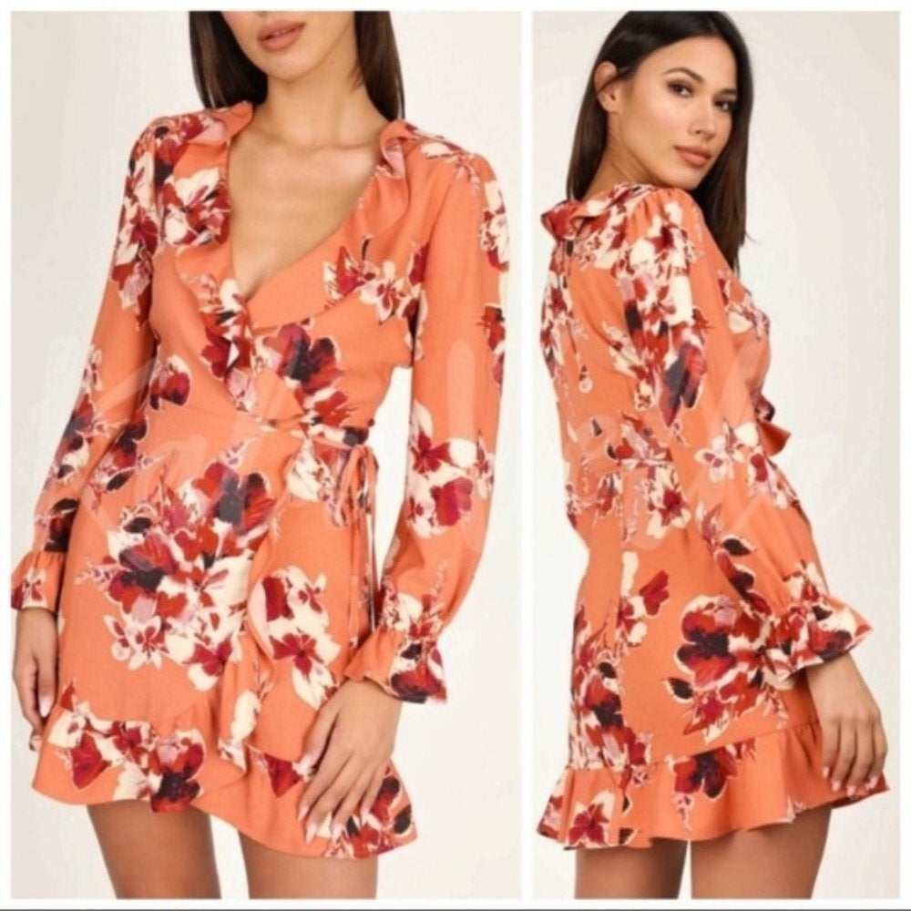 Floral Ruffle Wrap Dress - Primrose Signature Boutique