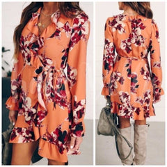 Floral Ruffle Wrap Dress - Primrose Signature Boutique