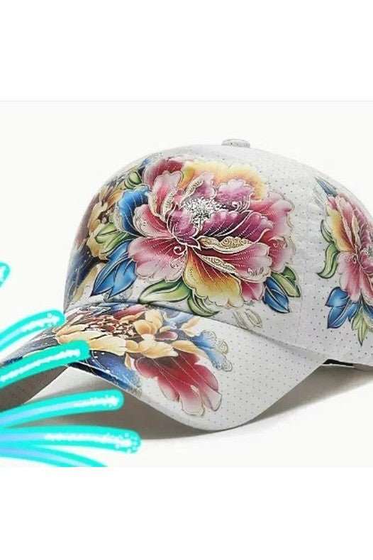 Floral White Women's Cap - Primrose Signature Boutique