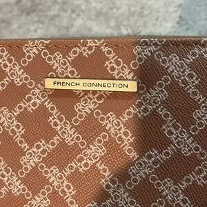 French Connection Taupe Logo Wristlet Wallet