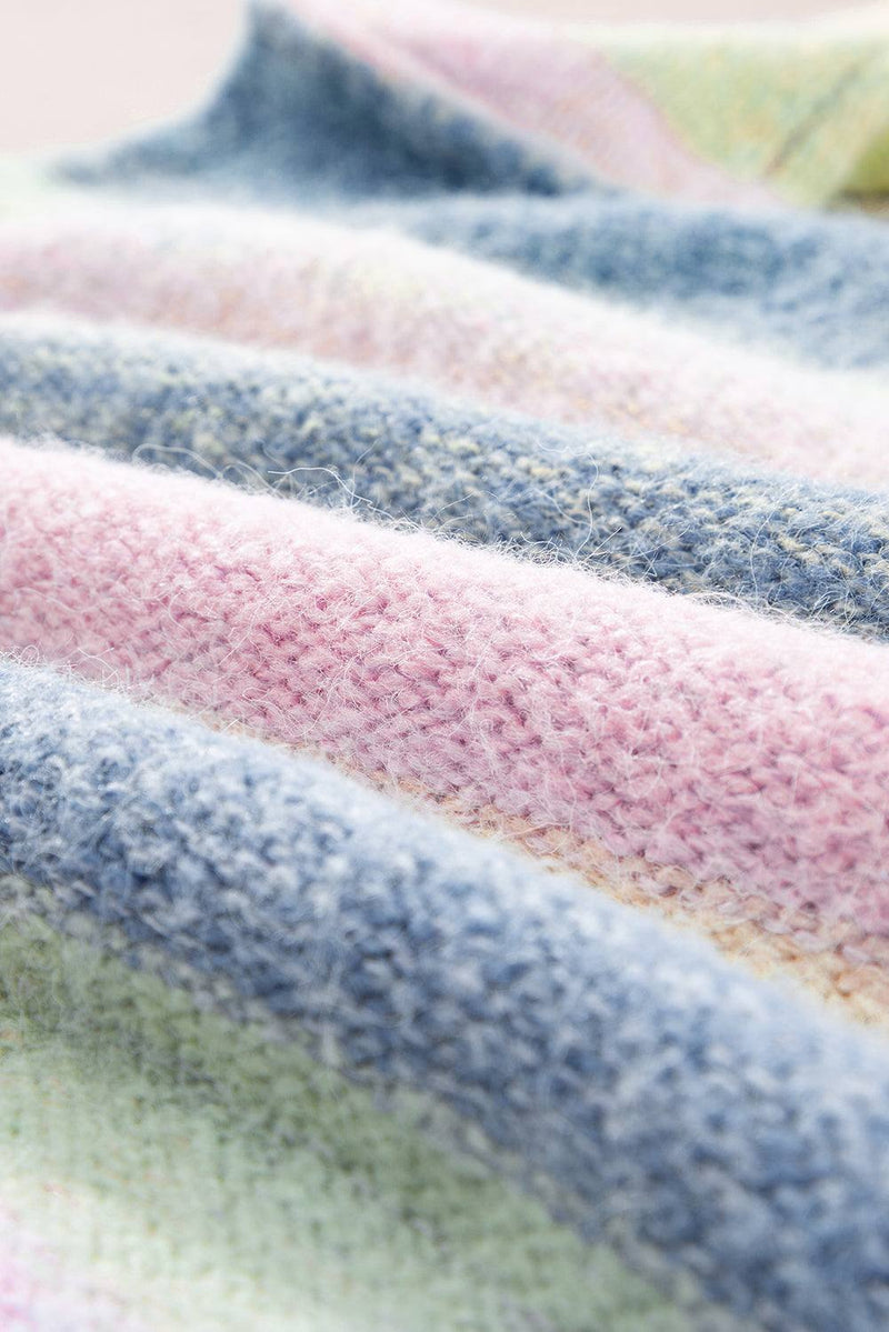 Pullover mit Rundhalsausschnitt und Farbblockdesign mit Fransen-zoom-