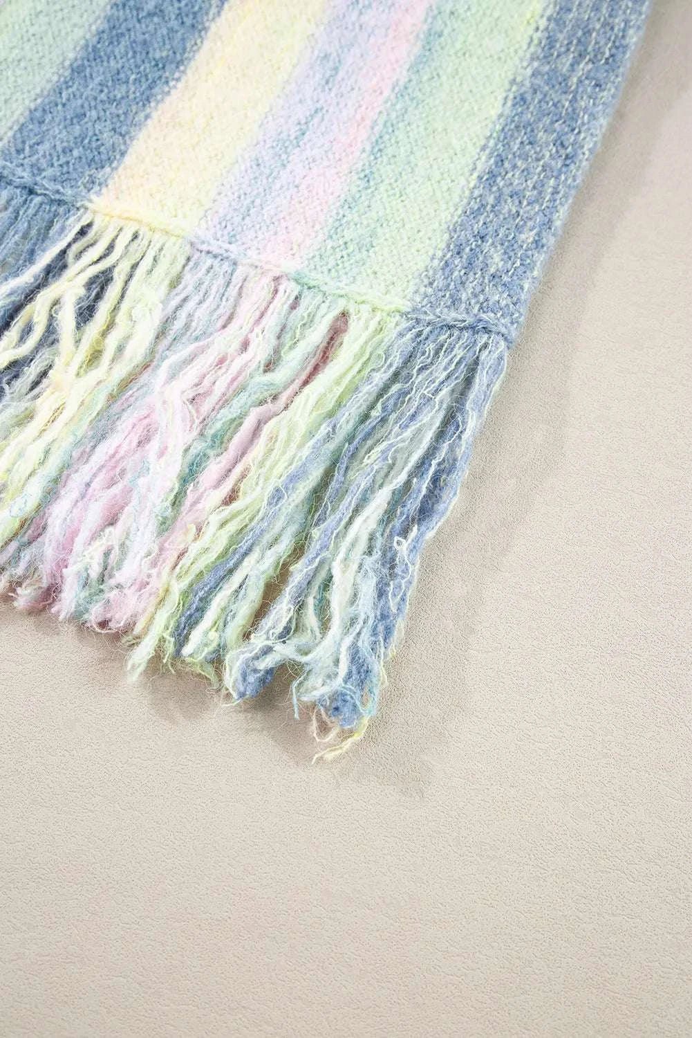 Fringe Color Block Round Neck Sweater - Primrose Signature Boutique