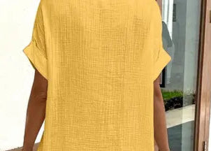 Simple Loose V-Neck Shirt Dress