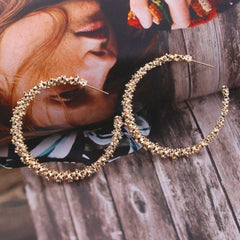 Gorgeous Textured Gold Hoops - Primrose Signature Boutique