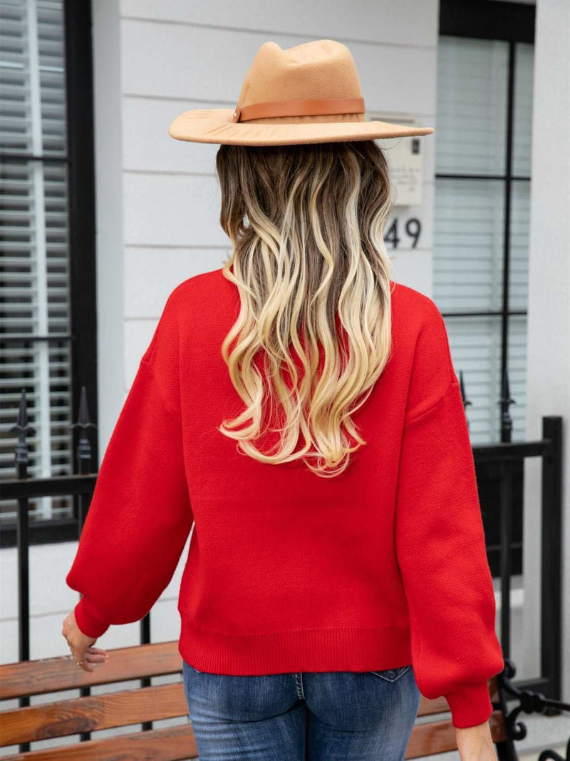 Rundhalspullover mit Herzgrafik-zoom-