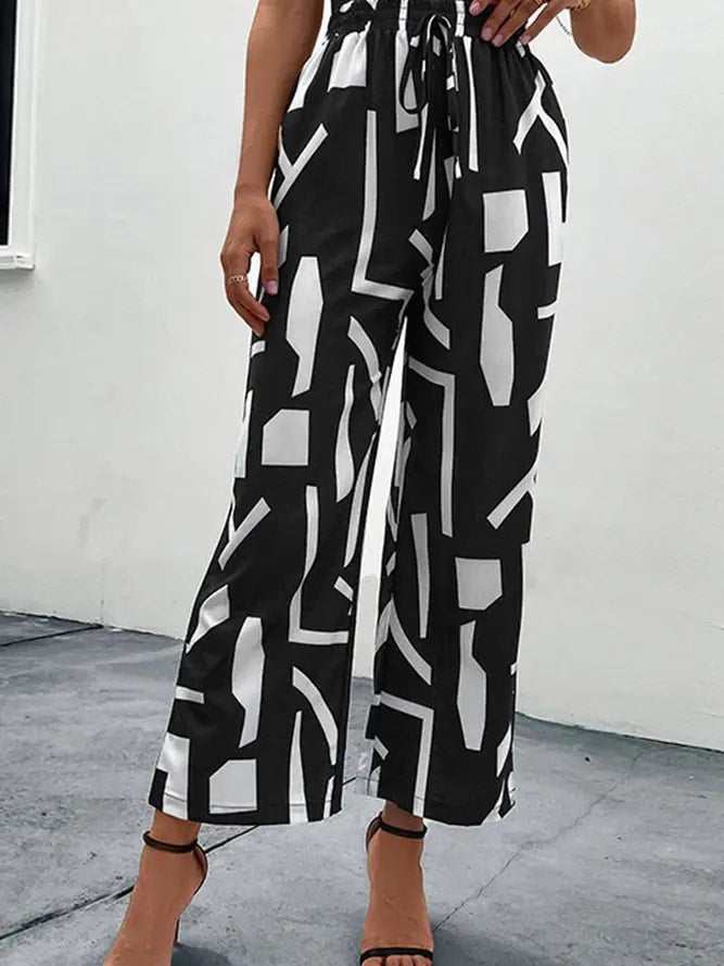 High Waist Abstract Print Pants - Primrose Signature Boutique