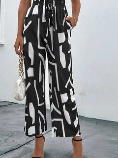 High Waist Abstract Print Pants - Primrose Signature Boutique