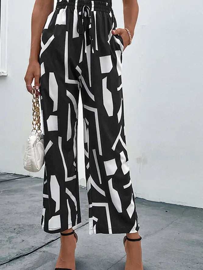 High Waist Abstract Print Pants-zoom-