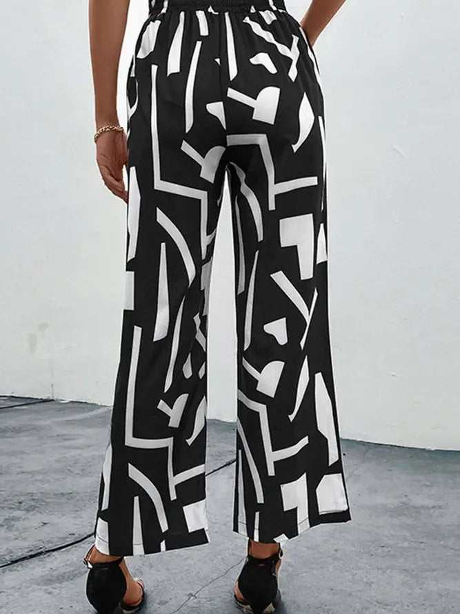High Waist Abstract Print Pants-zoom-