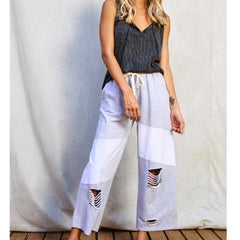 High Waist Oversized Distressed Capri - Primrose Signature Boutique