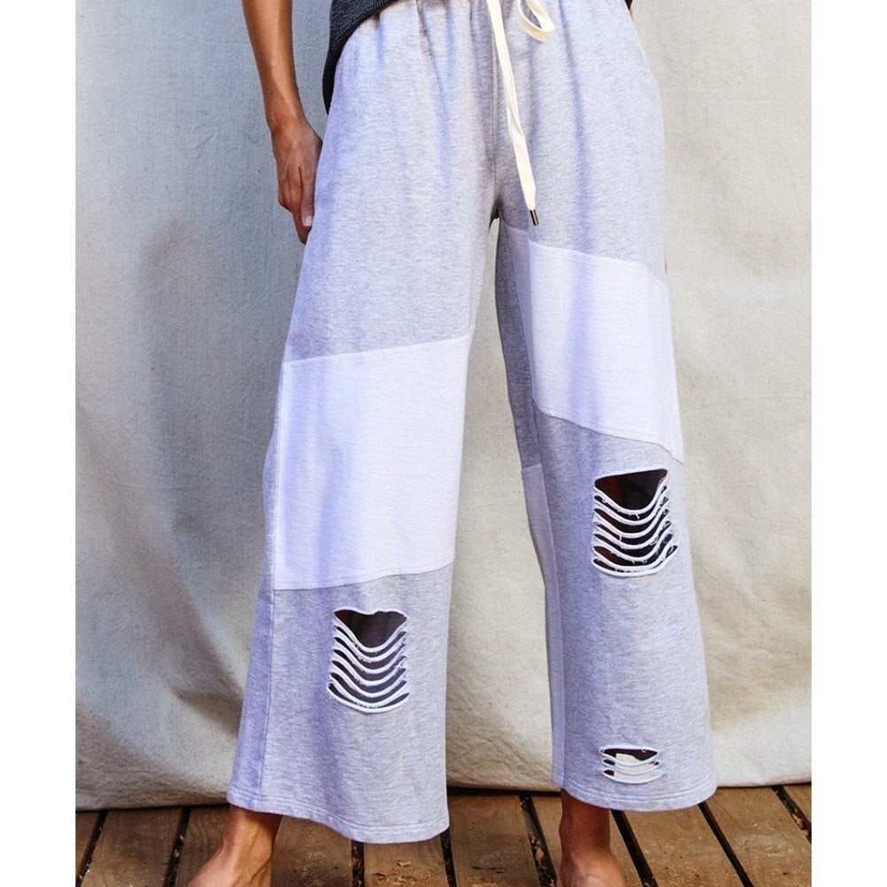 High Waist Oversized Distressed Capri - Primrose Signature Boutique