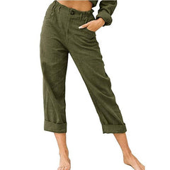 High - Waisted Loose Fit Casual Pants in Solid Color - Primrose Signature Boutique