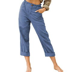 High - Waisted Loose Fit Casual Pants in Solid Color - Primrose Signature Boutique
