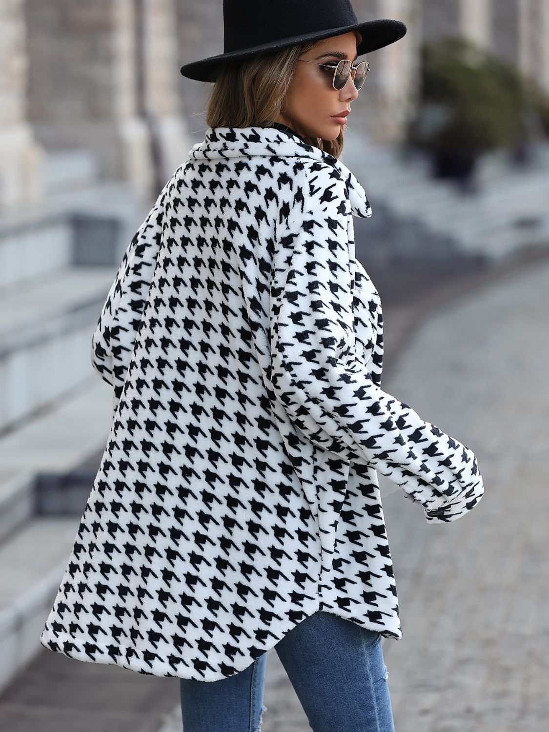Houndstooth Button Down Jacket - Primrose Signature Boutique