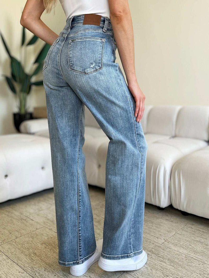 Judy Blue Gerade Jeans mit hoher Taille in voller Größe-zoom-
