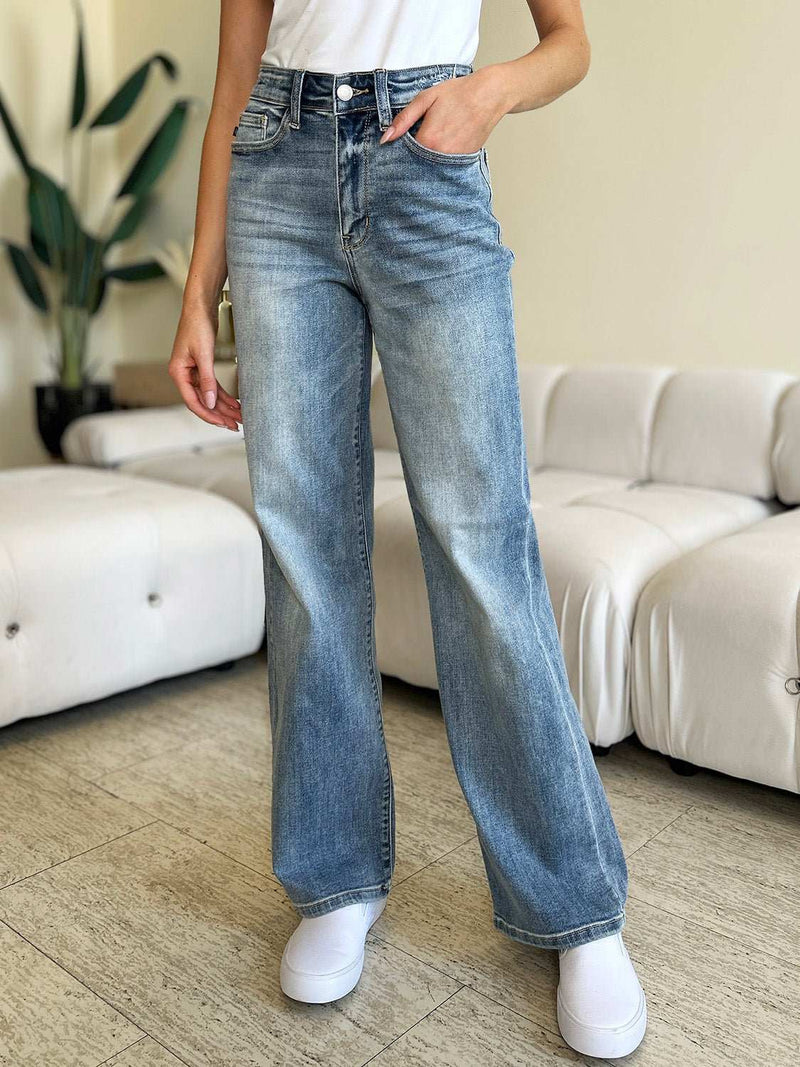 Judy Blue Gerade Jeans mit hoher Taille in voller Größe-zoom-