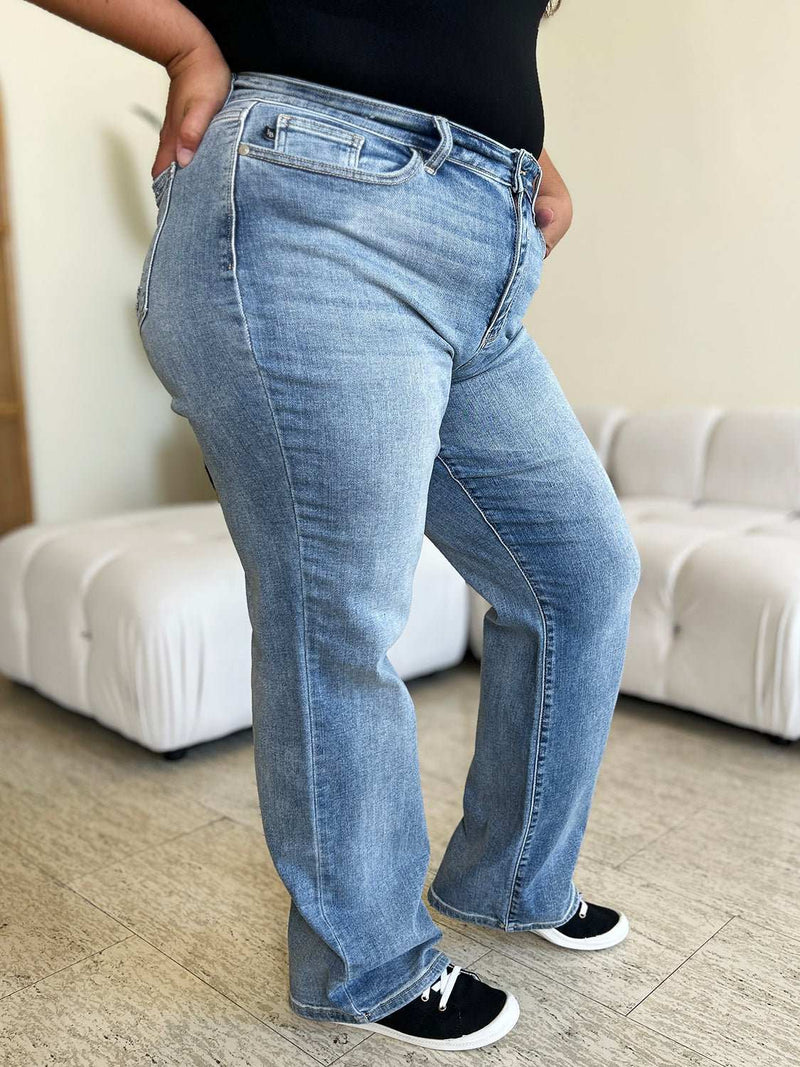 Judy Blue Gerade Jeans mit hoher Taille in voller Größe-zoom-
