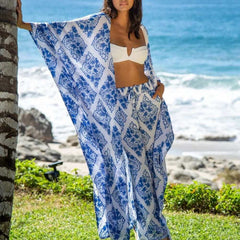 Kaftan Resort Wide Leg Pant in St. John's Blue Diamond - Primrose Signature Boutique