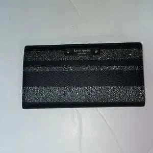 Kate Spade Black Glitter Stripe card/wallet holder - Primrose Signature Boutique