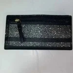 Kate Spade Black Glitter Stripe card/wallet holder-zoom-
