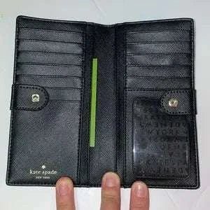 Kate Spade Black Glitter Stripe card/wallet holder-zoom-