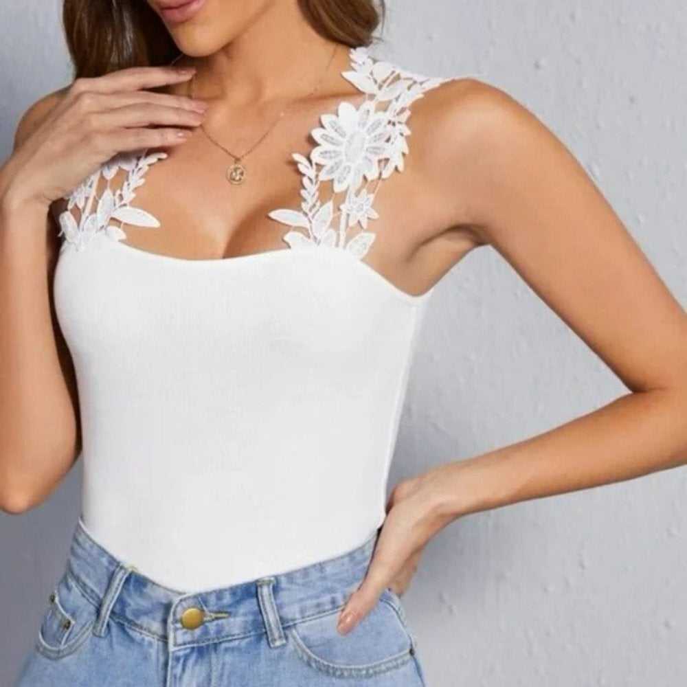 Lace Flower Design Cami Top - Primrose Signature Boutique