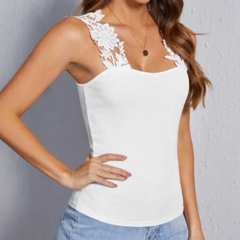 Lace Flower Design Cami Top - Primrose Signature Boutique