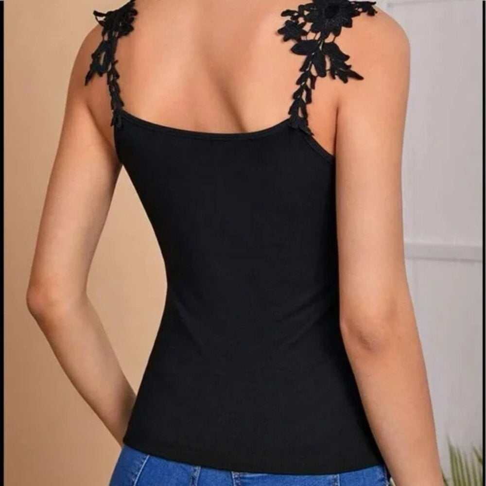 Lace Flower Design Cami Top - Primrose Signature Boutique
