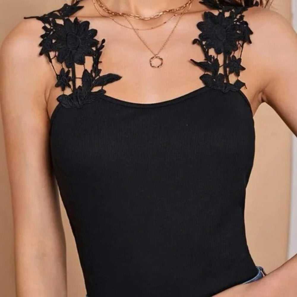 Lace Flower Design Cami Top - Primrose Signature Boutique