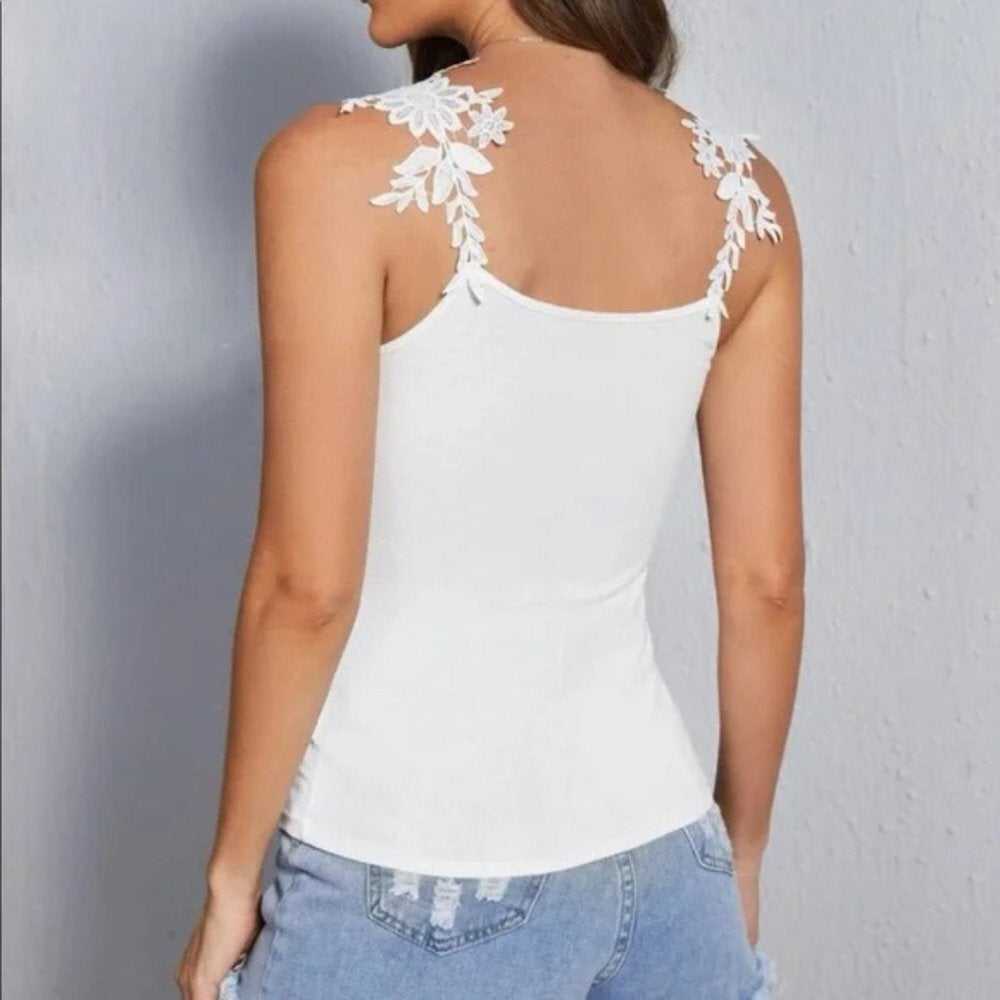 Lace Flower Design Cami Top - Primrose Signature Boutique