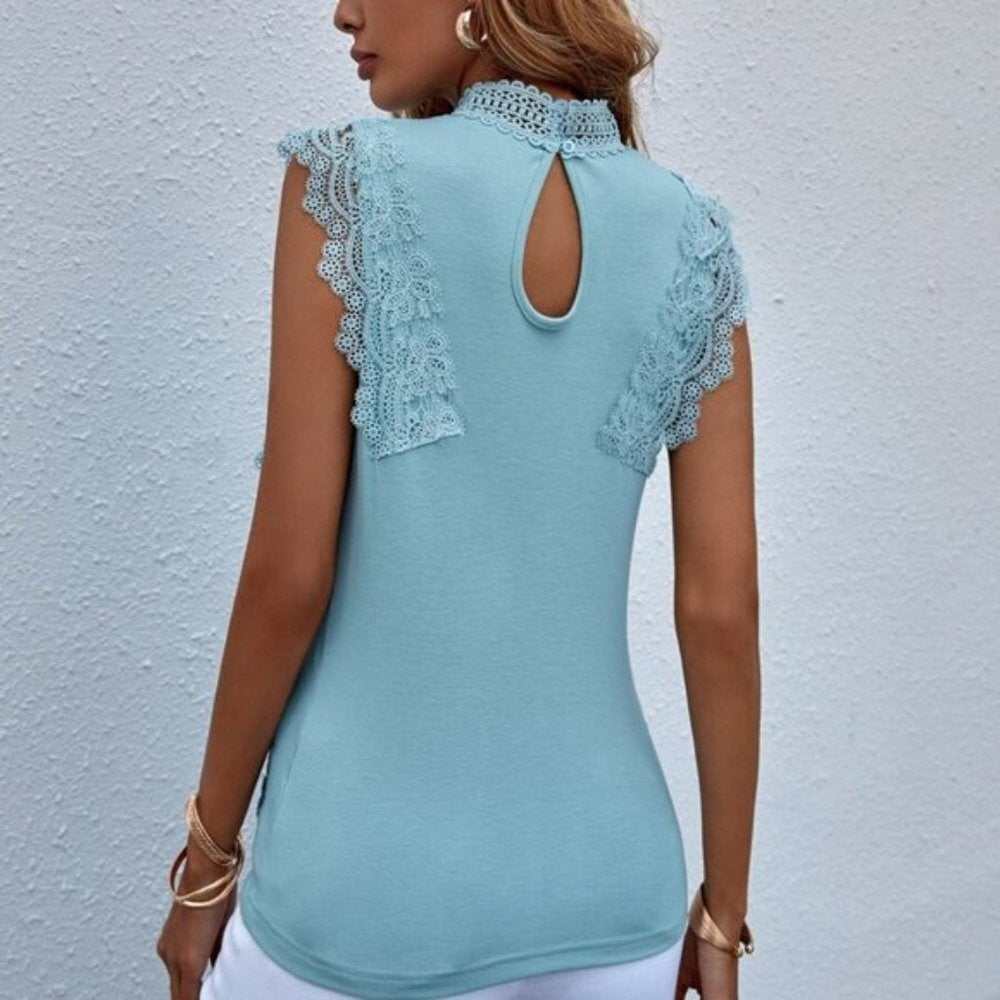 Lace sleeveless Satin blouse - Primrose Signature Boutique