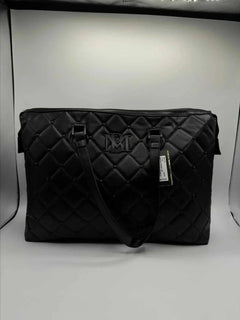 Large Black Quilted Studded Tote Bag with Crossbody Strap - Primrose Signature Boutique