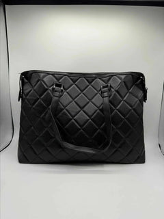 Large Black Quilted Studded Tote Bag with Crossbody Strap - Primrose Signature Boutique