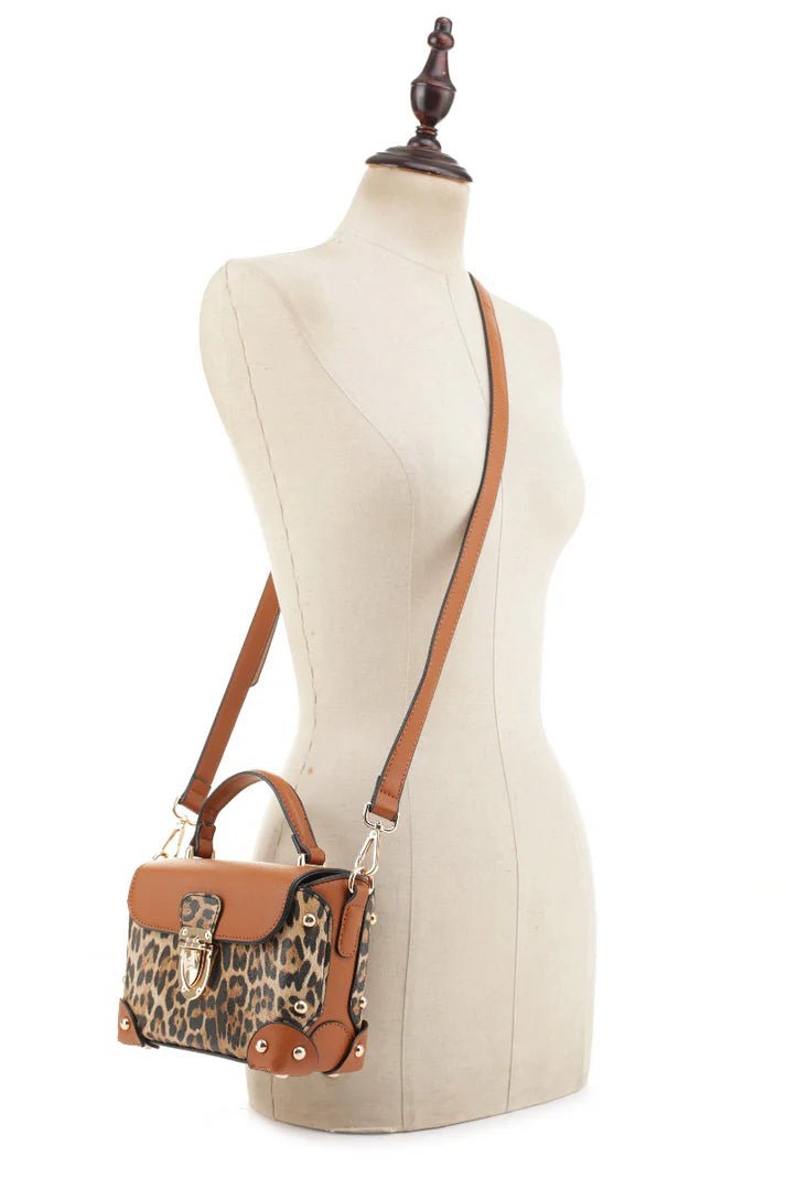 Leopard Color Block Crossbody Bag